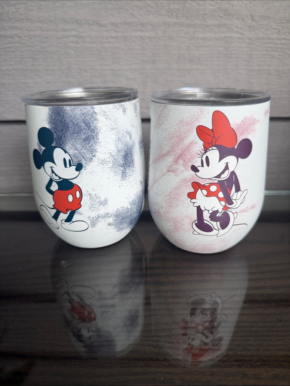 Disney Mickey & Minnie White Travel Tumblers with Red Accents